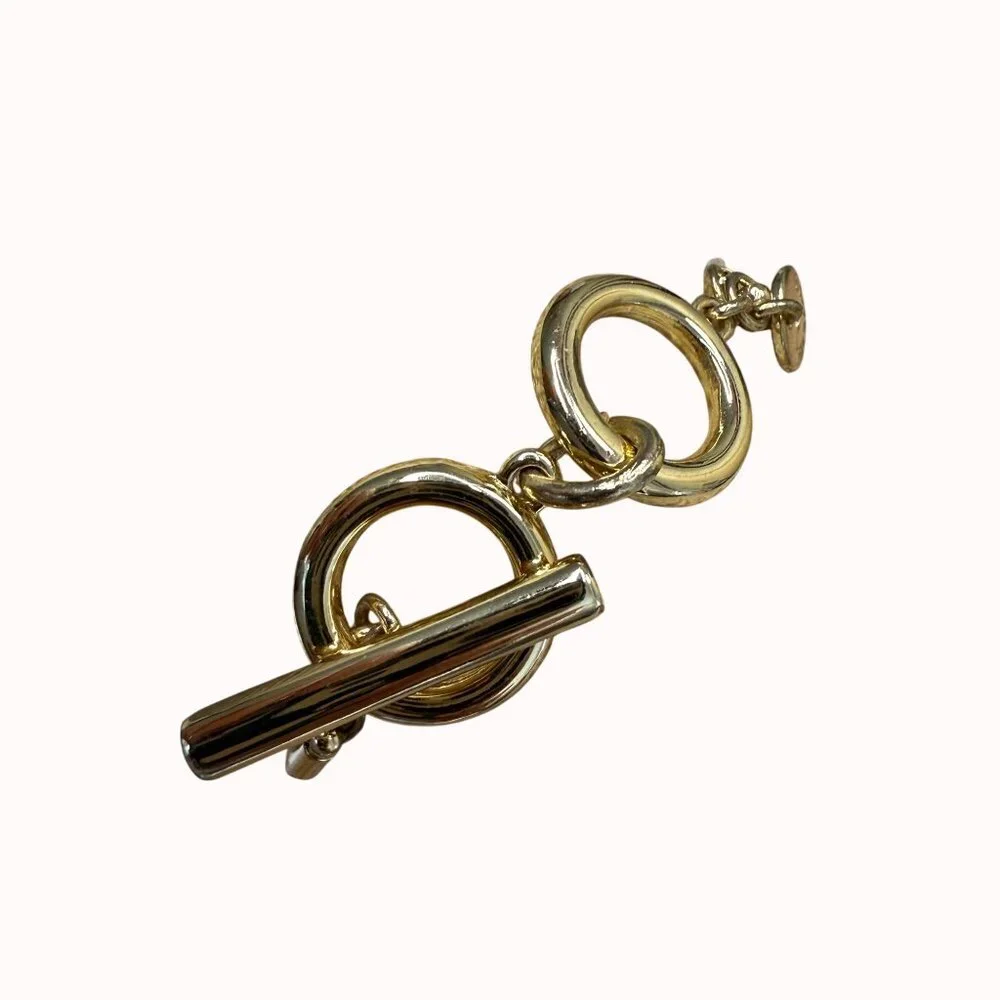 Talbots‎ Bracelet Toggle Gold Tone, Casual, Neutral, Classic, Layered, Stone